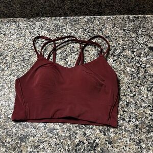 Burgundy Strappy Sports Bra